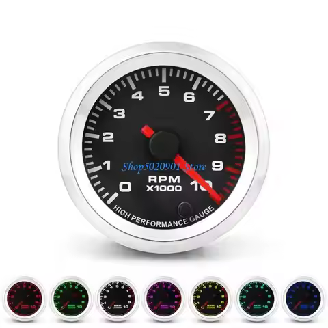 N80F Backlight 0-10000RPM 2'' 52mm Tacho Gauge with Shifts Light Tachometer for 4/6/8 Cylinders Gas 