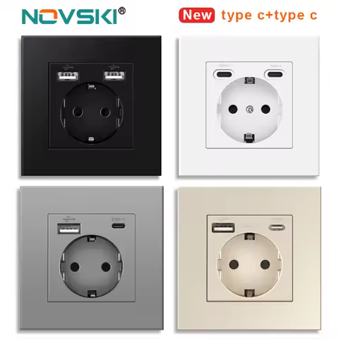 novski wall usb plug, many new style panel, room socket, ac 110v-250v 16a wall embedded, double usb 
