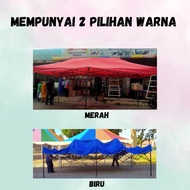 KHEMAH NIAGA BIRU DAN MERAH SAIZ 20ft X 10ft (6M X 3M) BESI BULAT DAN BESI SEGI