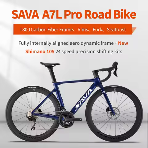 SAVA A7L Pro Carbon Fiber Road Bike, 700C Adult Racing Model, Equipped with Shimano 105 R7120 Groups