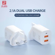 ZUZG USB Plug,Dual USB Charger Plug Adaptor UK 3 Pin USB Mains Charger Double Port 5V 2.1Amp Phone C