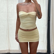 Augety Studio Basic Low Waist Ruffled Skirt with Protective Pants, KAI Mini Skirt