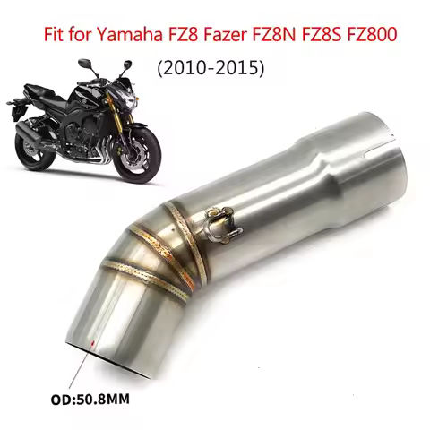Motorcycle Exhaust Escape Moto Muffler 51mm Middle Tube Link Pipe Slip On For Yamaha FZ8 Fazer FZ8N 