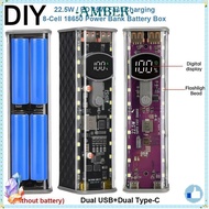 AMBER 8x18650 Power Bank , Fast Charging LED Screen Battery Storage Box,  USB+Type-C Port PD 22.5W 4