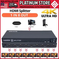 8 Port HDMI Splitter 1x8 1 In 8 Out Repeater Amplifier 3840 X 2160 30HZ 3D UHD 4K X 2K 1.4B 1080P TV