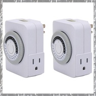 [yinahiut002.ph] US Plug, 2Pcs 24-Hour Outlet Timer with 2 Grounded Outlets Programmable Timer Timer