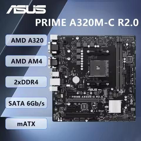 ASUS PRIME A320M-C R2.0 AMD A320 AM4 Motherboard Support Ryzen 5 5500/5600 7 5700X/3700X 3 3100 CPU