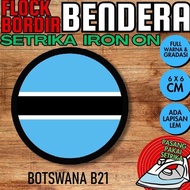 Please Order] IRON-ON Flock Embroidered Flag Badge Patch - BOSWANA BOTSWANA [B21] Round Circle List 