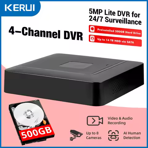 KERUI H.265 5MP 4CH DVR Digital Video Recorder Home Security Camera System 5M-N 6 in 1 XVI AHD TVI C