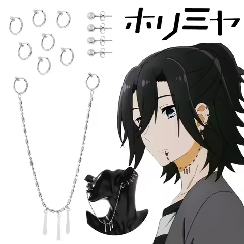 Anime Miyamura Izumi Stainless Steel Earrings Lip Piercing with Long Chain Ear Cosplay Accessories U
