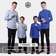 Iqrac Kurta BILAL :  Sedondon Anak Dan Ayah (ROYAL BLUE | LIGHT BABY BLUE) BIRU | BUDAK & DEWASA LEL