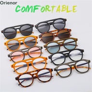 Orange Shades, Fashion Double Bridge Pilot Round Sunglasses, Retro Luxury Punk 70s Glasses for Women
