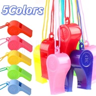 1PC Brilliant Colorful Portable Whistles Plastic Whistles with Lanyard Outdoors Accessories Kids Noi