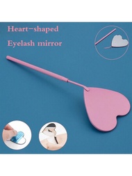 心形睫毛延伸鏡化妝鏡帶可拆式不銹鋼睫毛鏡,睫毛延伸工具
