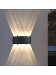 8W防水現代壁燈 LED光源壁燈上下光鋁質壁燈LED室內外燈具，適用於浴室，臥室，客廳，門廊，樓梯，酒店，花園，步道，黑色6000K / 3000K