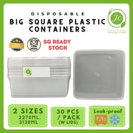 ✅SG READY STOCK - 30pcs High Quality Disposable Big Square Plastic Container with Lid - SQ5 / SQ7
