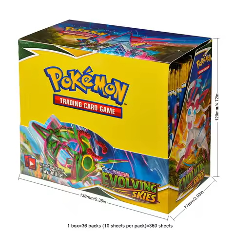 Hot 360Pcs English Pokémon TCG: Sword Shield Evolving Skies Booster Box Pokemon Trade Card 36 Pack B