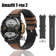 For Amazfit T-rex 2 T Rex 2 Strap Smart Watch Leather+Silicone Sports Bracelet For Women Men Band