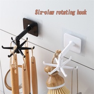 Bathroom Kitchen Rotating Hook Storage No Punching Wall Cabinet Dual-purpose Plastic Key Hook Adhesi