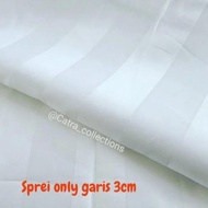 RECOMEND Sprei el garis putih 100% full cotton TC 300/ sprei only