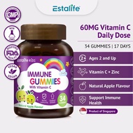 Estalife Kids Immune + Vitamin C Gummy with Zinc and Echinacea | Immunity Supplement | 34 Gummies