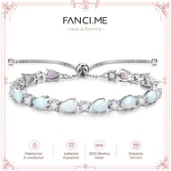 FANCIME "Glamour Teardrop" October Birthstone Opal Sterling Silver Tennis Bracelet Classic Bolo Chai