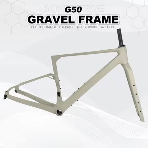 G50 T1000 Carbon Gravel Bicycle Frameset 700C*50C UDH Thread T47 86.5 Storage Box Hidden Cable 160/1