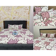 Cute Bears Printed Design - Canadian Cotton Bedsheet with Pillow Case