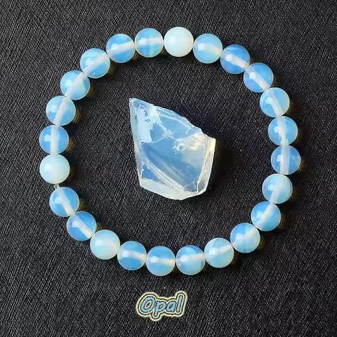 Original Smooth White Opal Beads Bracelet for Women Reiki Healing Nature Moon Stone Bracelets Men El