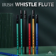 Irish Whistle Flute Penny Tin Whistle Aluminum Alloy 6-Hole C/D Key Irish Flute with Storage Bag Lea