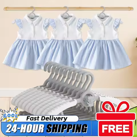 10Pcs Extendable Kids Clothes Hanger Space Saving Coat Hanger for Girl Kids