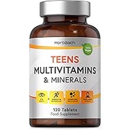 Teen Multivitamin | 120 Vegan Tablets | with Vitamins B, D, and E, Calcium, Iron and Zinc | Supplement for Teenage Boys and Girls | by Horbaach