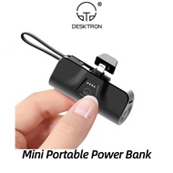 DESKTRON Portable Mini Power Bank - 5000mAh, 22.5W Type C &amp; Lightning PD Quick Charge Capsule Powerbank.