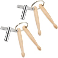 [svzfjuv] 2 Pieces Drum Key Keychain Combined Purpose Mini Drumstick Keychain Wooden Drumsticks Mini