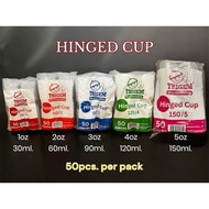 Hinged Cup microwavable 50’s 1oz/2oz/3oz/4oz small sauce container