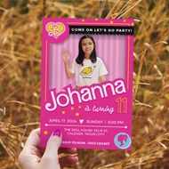 3R/4R-sized Barbie Theme Birthday Invitation