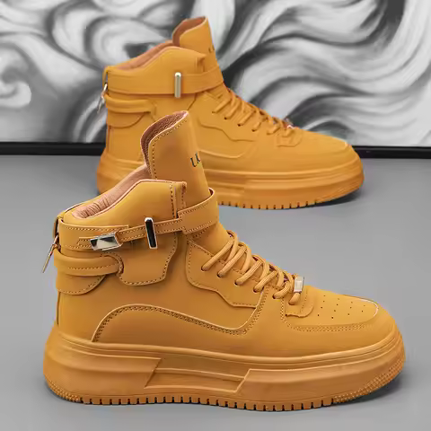 Hot Fashion Brown Sneakers Men 2024 Designer Men High Top Shoes Comfortable Platform Shoes Men Casua