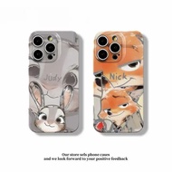 Zootopia Judy Nick Ink Painting Couple Film Hard Shell for Samsung Galaxy S25 S23 S22 S24 ULTRA S24 
