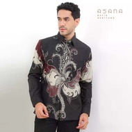 KEMEJA Mada Long Sleeve Batik Asana Shirt - Maroon