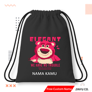 Tas Serut | Tas Serut Anak Losto Elegant Custom Nama | Tas Serut Anak Lotso Toy Story Free Nama