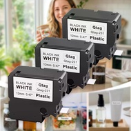1pk Qtag Label Tape 12mm 0.47 Inch Btag-231 Black on White Compatible with Brother P Touch PT-N10