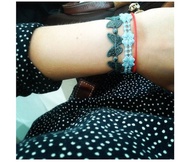 Missiu 法國蕾絲刺繡幸運手環 - 幸運草 橘色