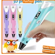 【24H MY】 FREE Filament - 3D PLA Printing Doodle Arts Craft Drawing USB Pen Set LCD V2 Education RBT 