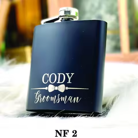 6oz Personalized Text Hip Flask Portable Custom Stainless Steel full-black Hip Flask Best Gift Whole