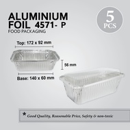 5 PCS ALUMINIUM FOIL TRAY WITH LID 4571-P(RECTANGULAR)