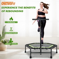 SG 1.27M(50 inch) Hexagonal Fitness Trampoline with Adjustable Handle Bar for adult Fitness Bungee Rebounder Exercise Jumping Cardio Trainer Workout Gym Home Strength Training trampoline