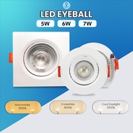 5W 6W 7W LED Recessed Eyeball Spotlight LED Ceiling Light Ceiling Lamp Lampu Downlight Lampu Siling Murah