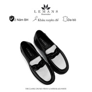 The Classic Chunky PENNY LOAFER White LEMANS 02 Phiên Bản - Đế cao 5cm Full cao su nguyên khối Da bò