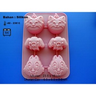 Cat, Dog, Dog, Dog, Cat Cake Pudding Silicone Mold