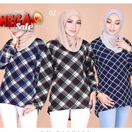 💎 SNN BLOUSE CASUAL FREE SIZE MUSLIMAH SARAH CHECKERED PRINTED MUSLIMAH BLOUSE PETAK [B30901]